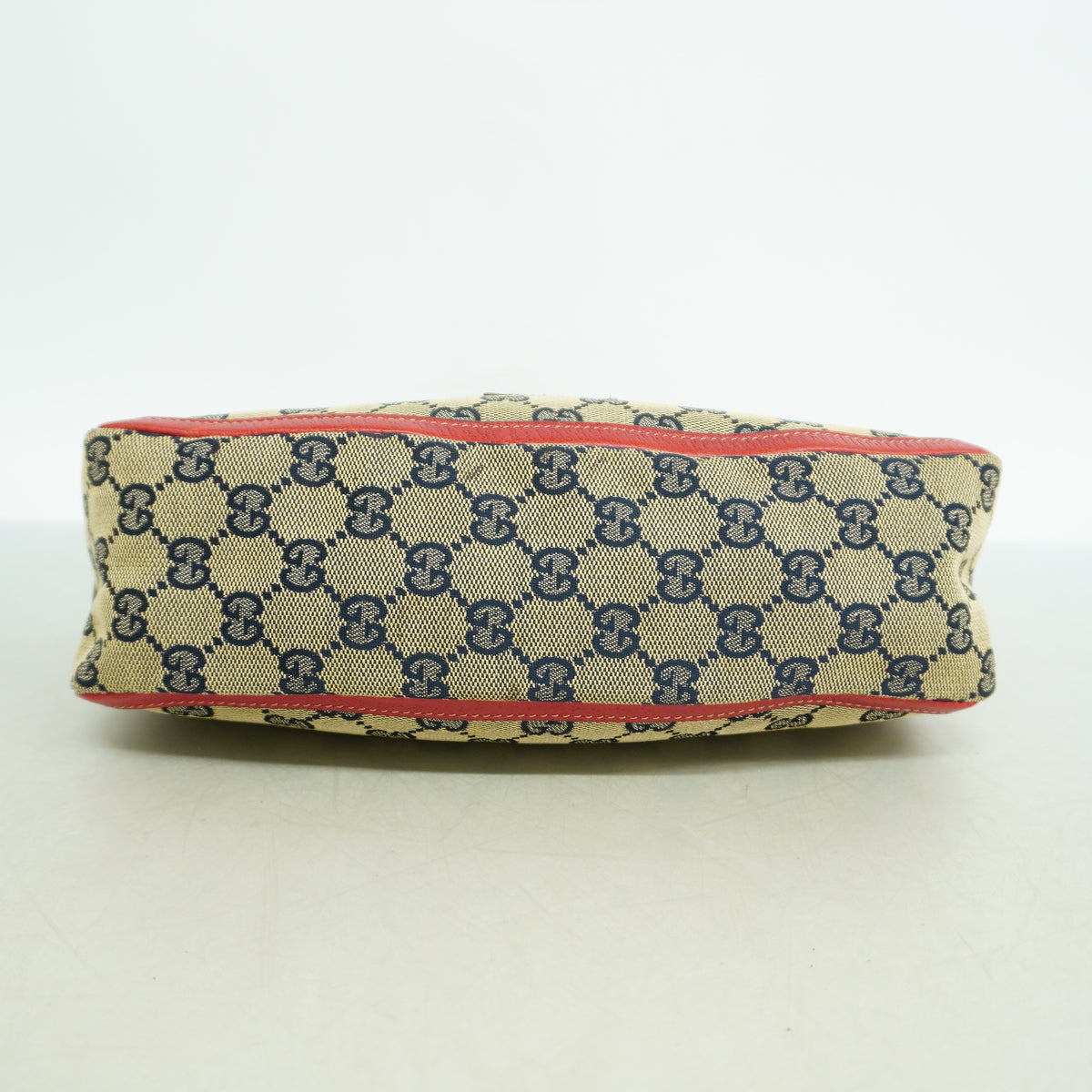 【6kd4067】グッチ ショルダーバッグ GGキャンバス 130939 キャンバス ネイビー レッド シャンパンゴールド金具【中古】レディース
