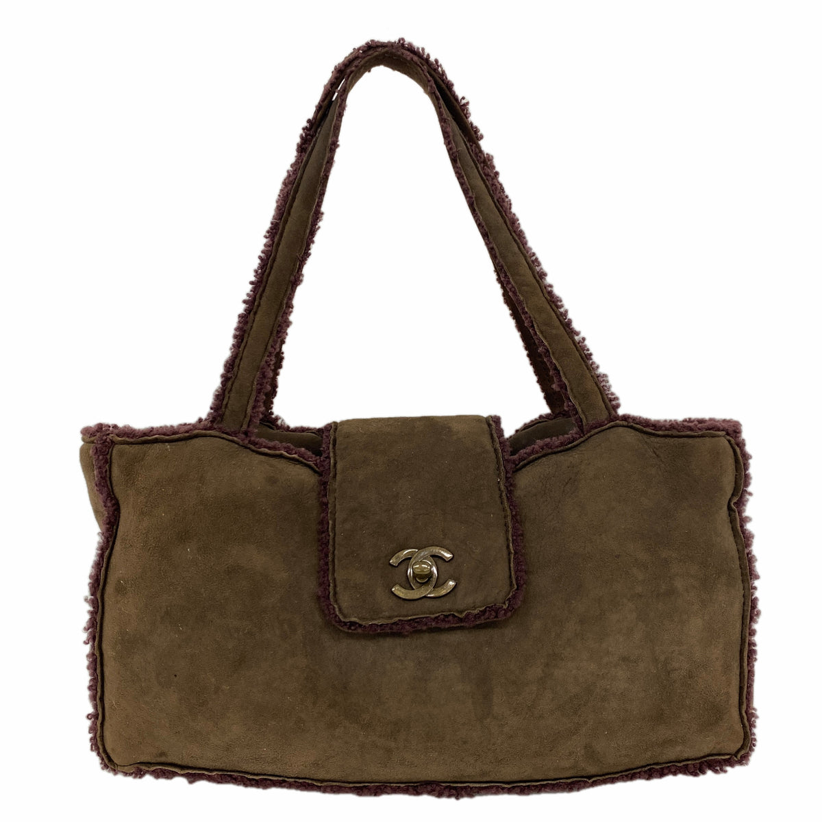 【6kd4106】シャネル ハンドバッグ ムートン ブラウン【中古】レディース