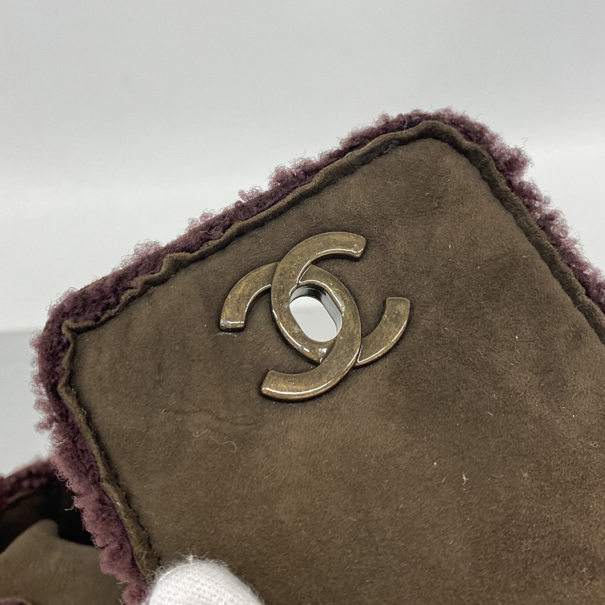 【6kd4106】シャネル ハンドバッグ ムートン ブラウン【中古】レディース