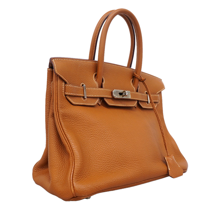 【6kd4136-h】エルメス ハンドバッグ バーキン30 トゴ ゴールド シルバー金具 □H刻印【中古】レディース