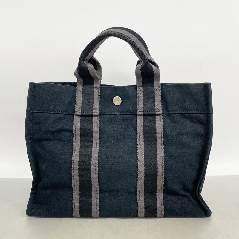 【6kd4148】エルメス トートバッグ フールトゥPM キャンバス ブラック シルバー金具【中古】メンズ レディース ユニセックス