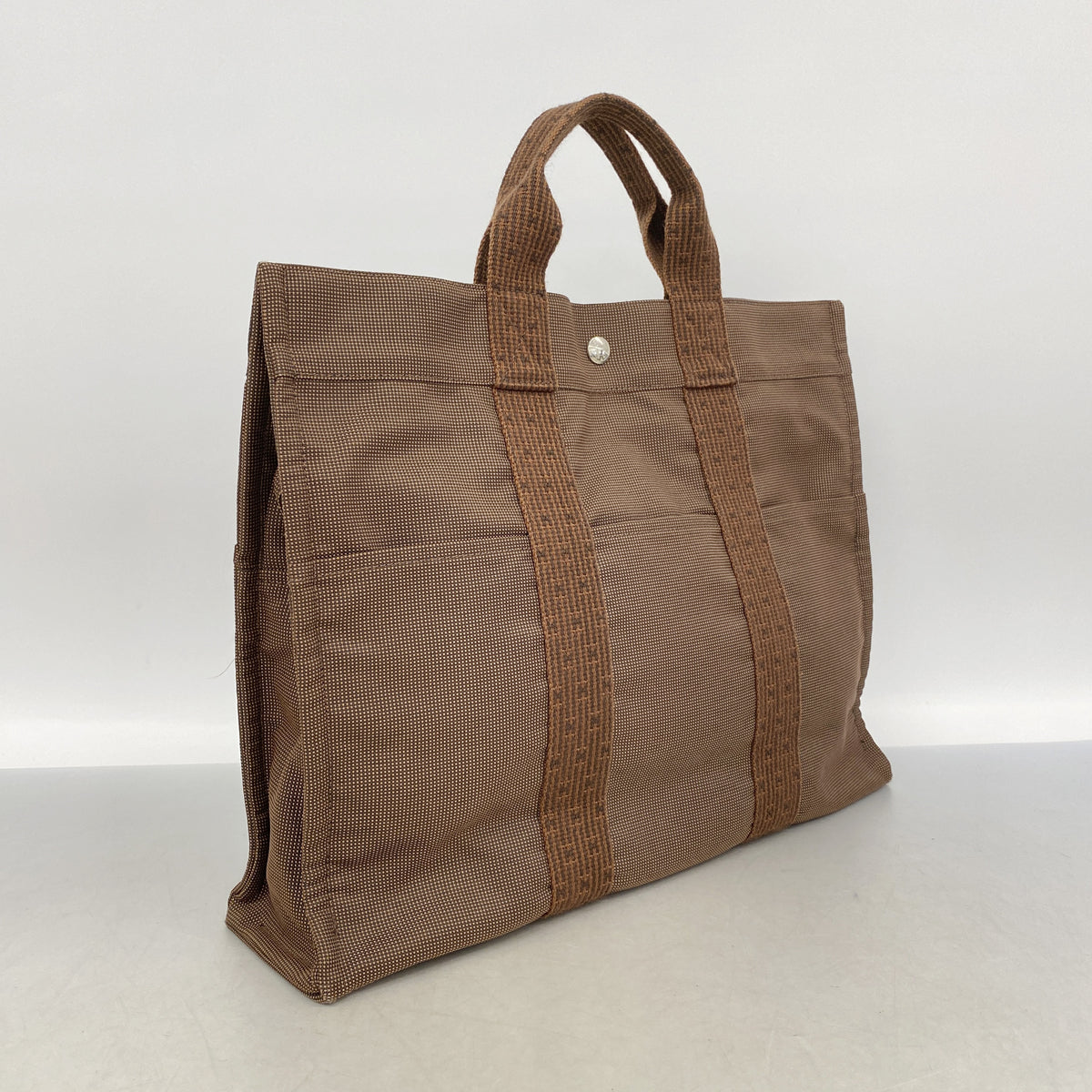 【6kd4168】エルメス トートバッグ エールラインMM ナイロン ブラウン シルバー金具【中古】メンズ レディース ユニセックス