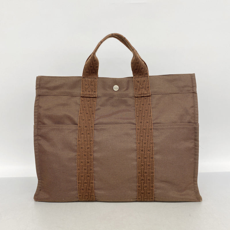 【6kd4168】エルメス トートバッグ エールラインMM ナイロン ブラウン シルバー金具【中古】メンズ レディース ユニセックス