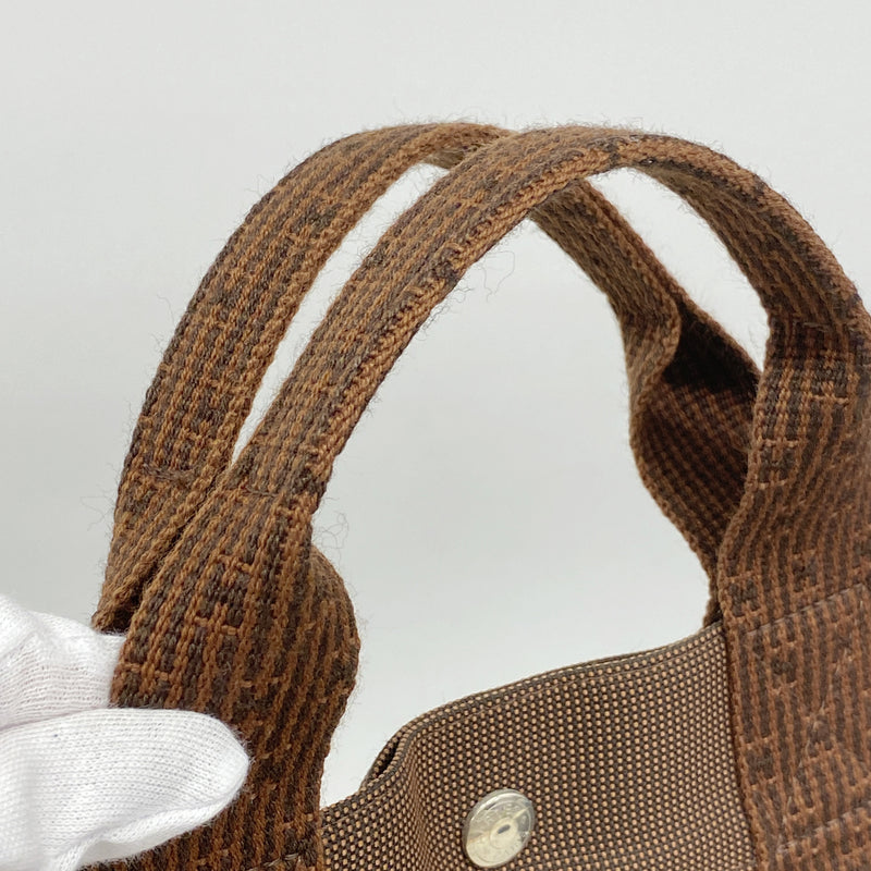 【6kd4168】エルメス トートバッグ エールラインMM ナイロン ブラウン シルバー金具【中古】メンズ レディース ユニセックス