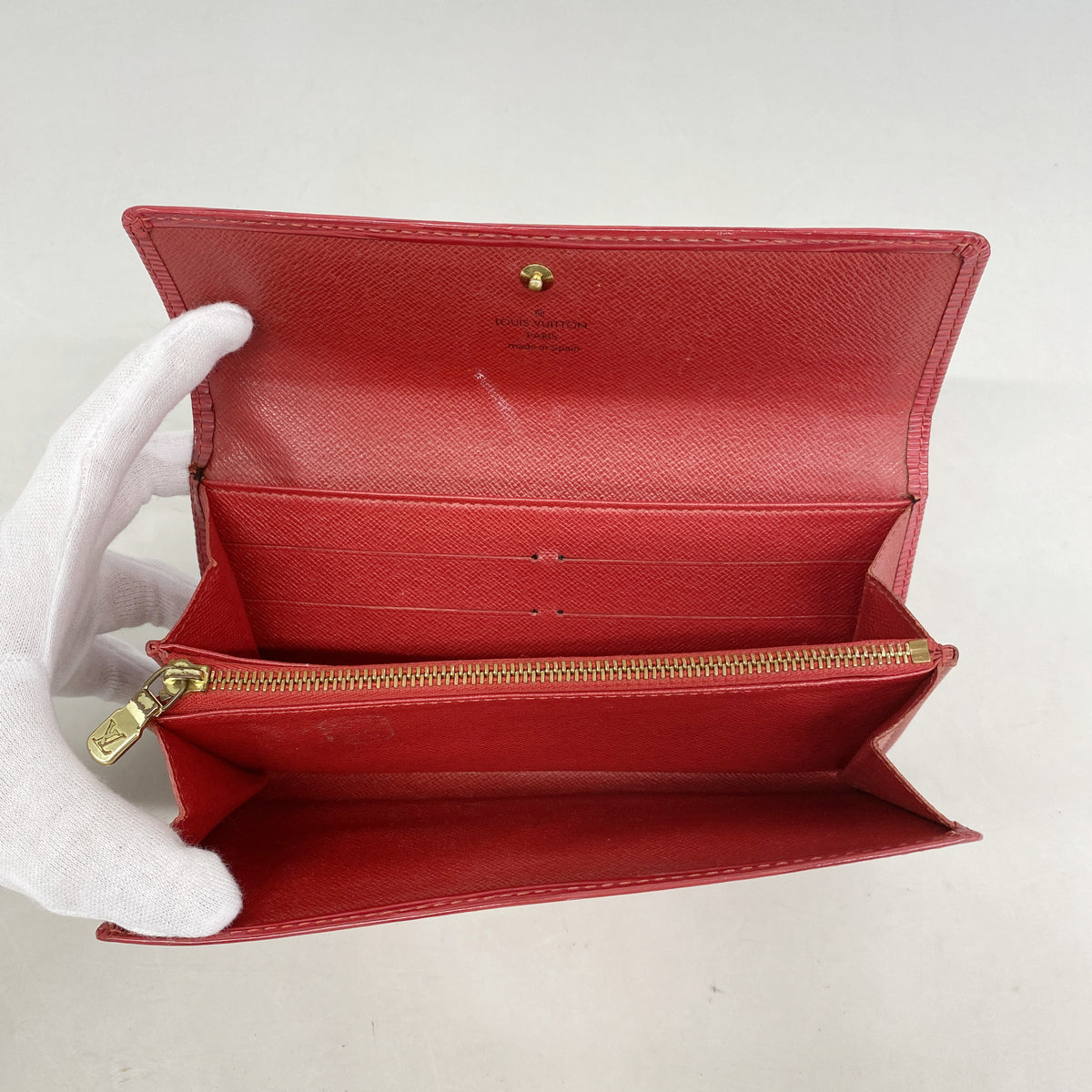 【6kd4176】ルイヴィトン 長財布 エピ ポシェットポルトモネクレディ M63577 カスティリアンレッド【中古】レディース