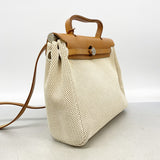 【6kd4188-e】エルメス ハンドバッグ エールバッグPM トワルGM ナチュラル シルバー金具 □F刻印 2wayバッグ【中古】レディース