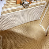 【6kd4188-e】エルメス ハンドバッグ エールバッグPM トワルGM ナチュラル シルバー金具 □F刻印 2wayバッグ【中古】レディース