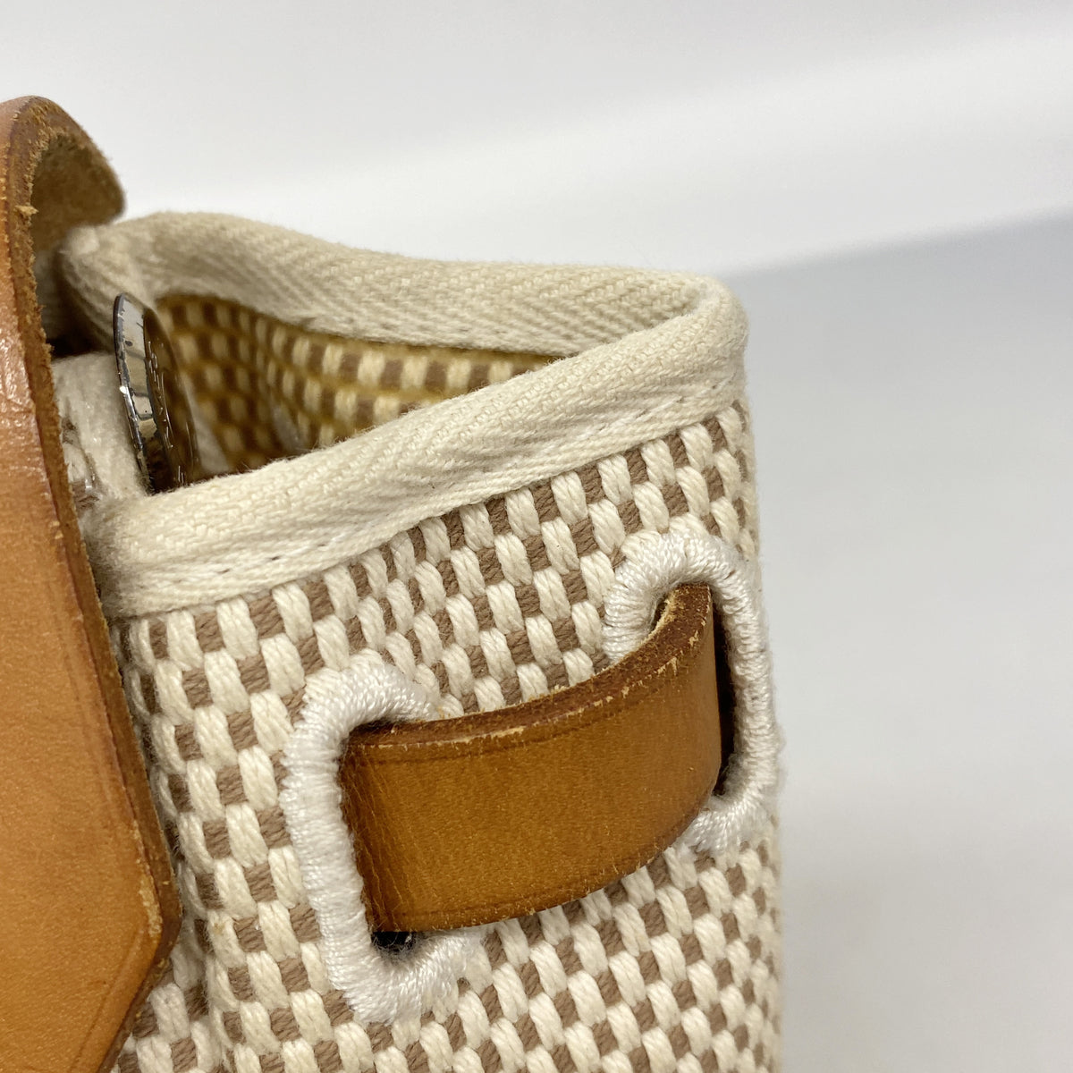 【6kd4188-e】エルメス ハンドバッグ エールバッグPM トワルGM ナチュラル シルバー金具 □F刻印 2wayバッグ【中古】レディース