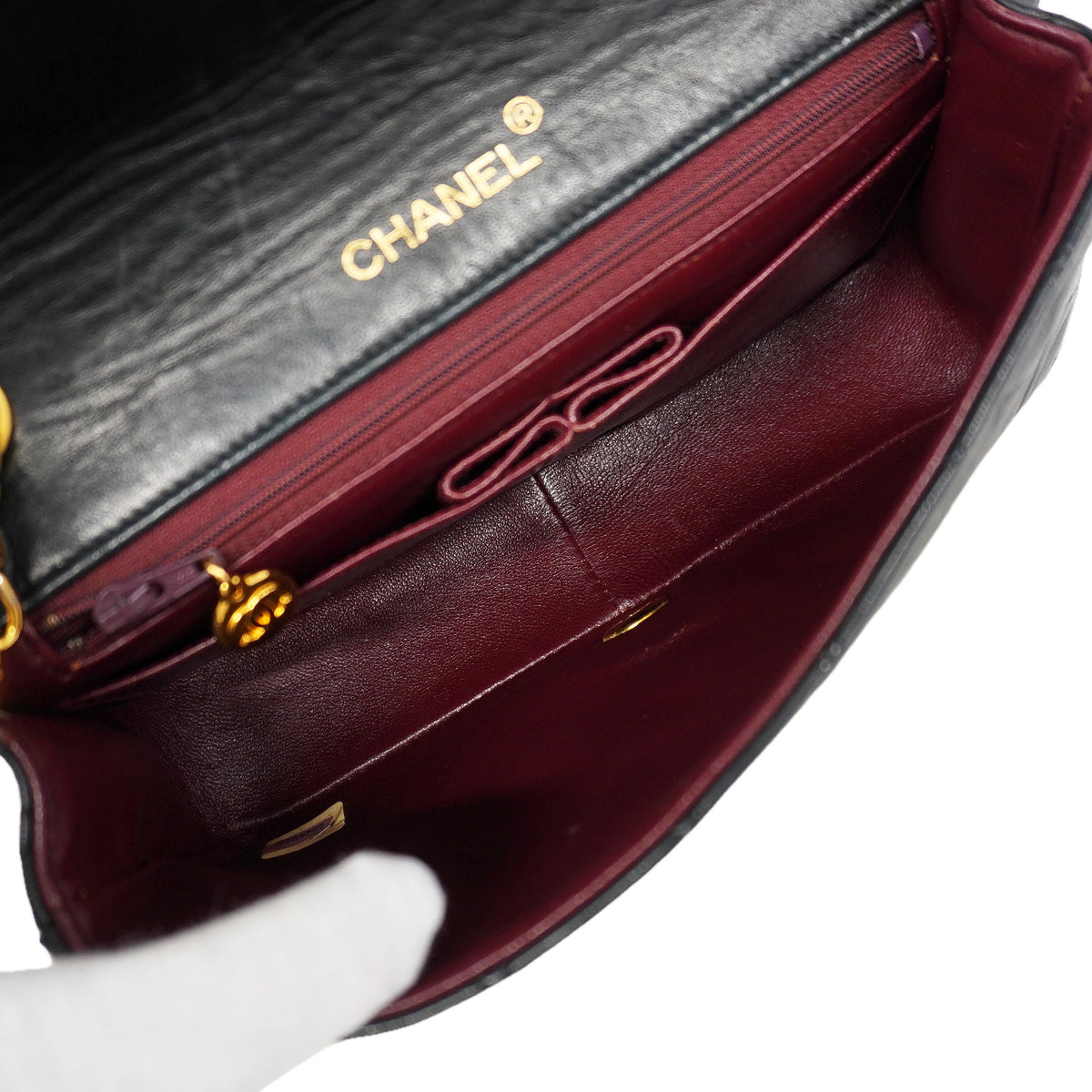 【6kd4196】シャネル ショルダーバッグ マトラッセ チェーンショルダー ラムスキン ブラック ゴールド金具【中古】レディース
