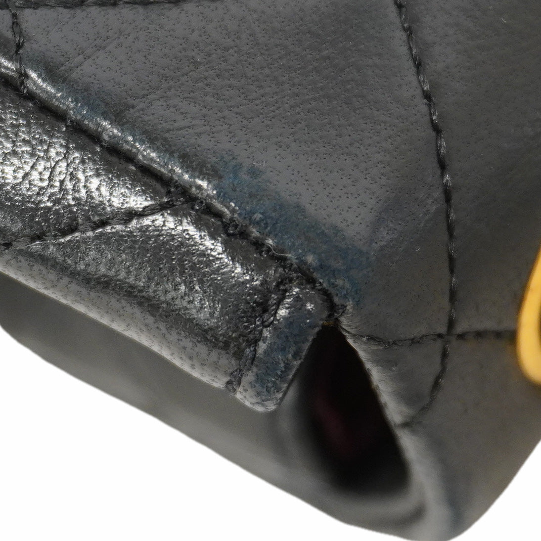 【6kd4197】シャネル ショルダーバッグ ミニマトラッセ チェーンショルダー ラムスキン ブラック ゴールド金具【中古】レディース