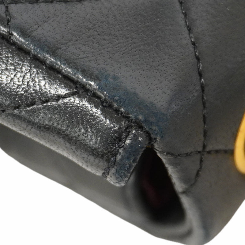 【6kd4197】シャネル ショルダーバッグ ミニマトラッセ チェーンショルダー ラムスキン ブラック ゴールド金具【中古】レディース