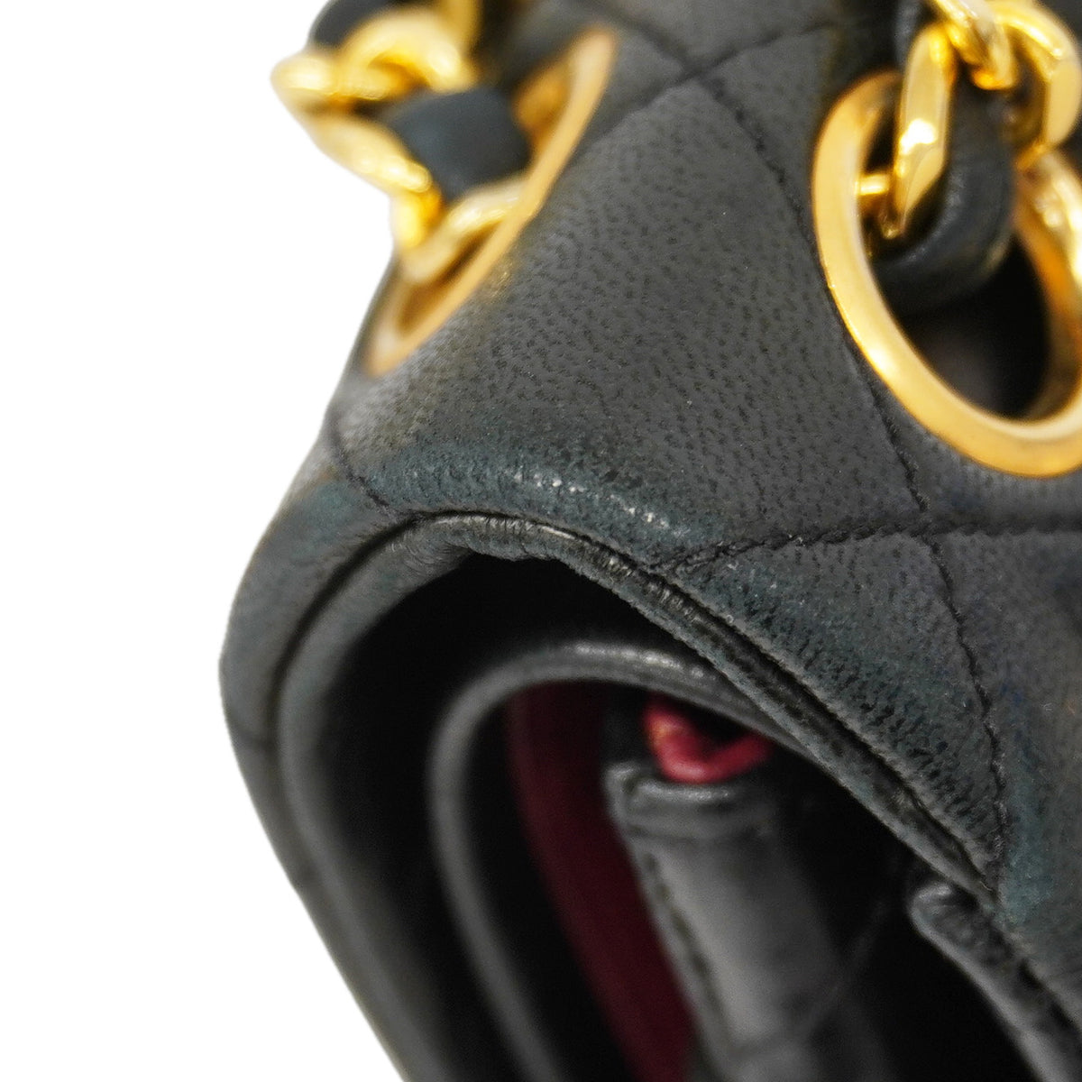 【6kd4198】シャネル ショルダーバッグ マトラッセ Wフラップ Wチェーン ラムスキン ブラック ゴールド金具【中古】レディース