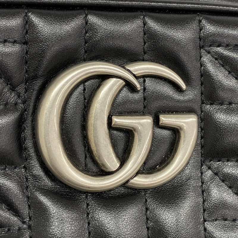 【6kd4208】グッチ ショルダーバッグ GGマーモント 447632 レザー ブラック シルバー金具【中古】レディース
