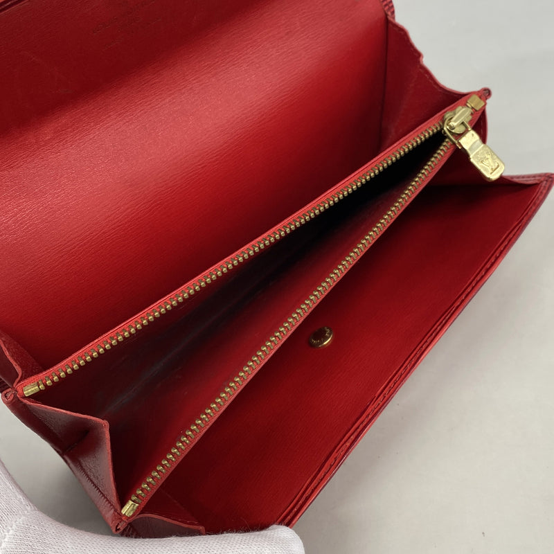 【6kd4215】ルイヴィトン 長財布 エピ ポシェットポルトモネクレディ M63567 カスティリアンレッド【中古】レディース