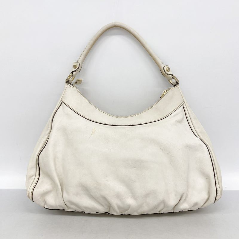 【6kd4227】グッチ ショルダーバッグ アビー 189833 レザー ホワイト シャンパンゴールド金具【中古】レディース