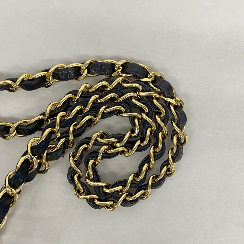 【6kd4230】シャネル ショルダーバッグ マトラッセ Wフラップ Wチェーン ラムスキン ブラック ゴールド金具【中古】レディース