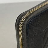 【6kd4231】シャネル 長財布 シェブロン キャビアスキン ブラック ゴールド金具【中古】レディース