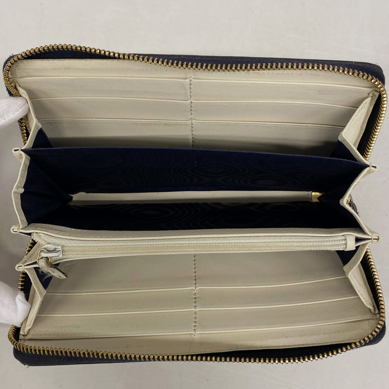 【6kd4234】グッチ 長財布 GGスプリーム 410102 PVC ネイビー ゴールド金具【中古】レディース