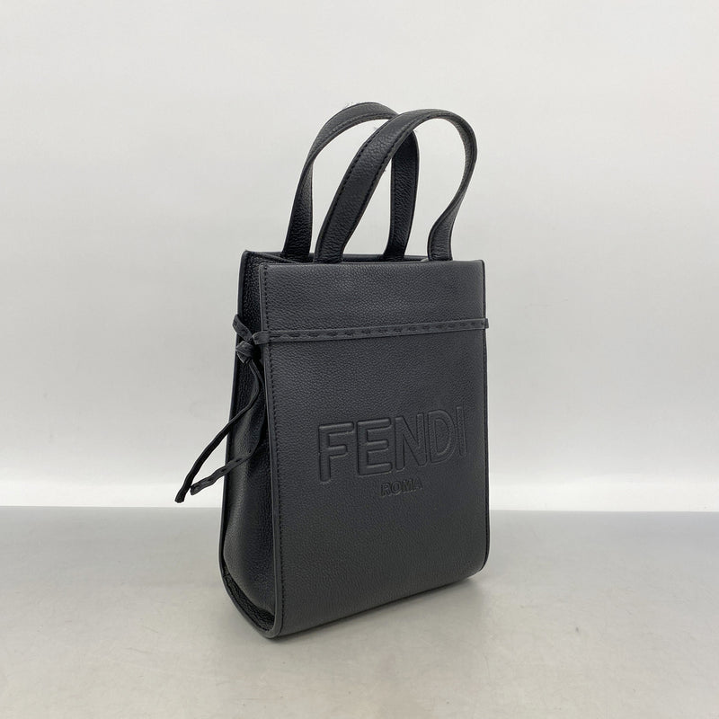 【6kd4246】フェンディ ハンドバッグ ゴートゥーショッパー レザー ブラック シルバー金具 2wayバッグ【中古】レディース