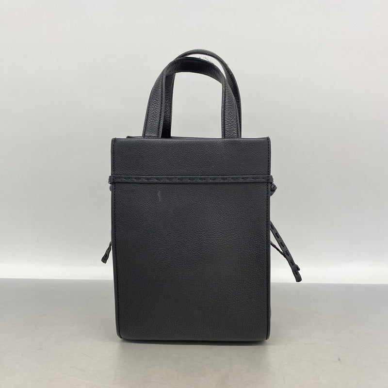 【6kd4246】フェンディ ハンドバッグ ゴートゥーショッパー レザー ブラック シルバー金具 2wayバッグ【中古】レディース