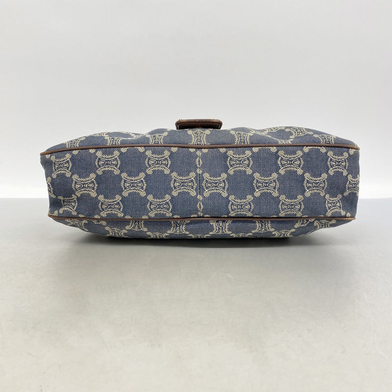 【6kd4247】セリーヌ ハンドバッグ パリマカダム デニム ブルー ゴールド金具【中古】レディース