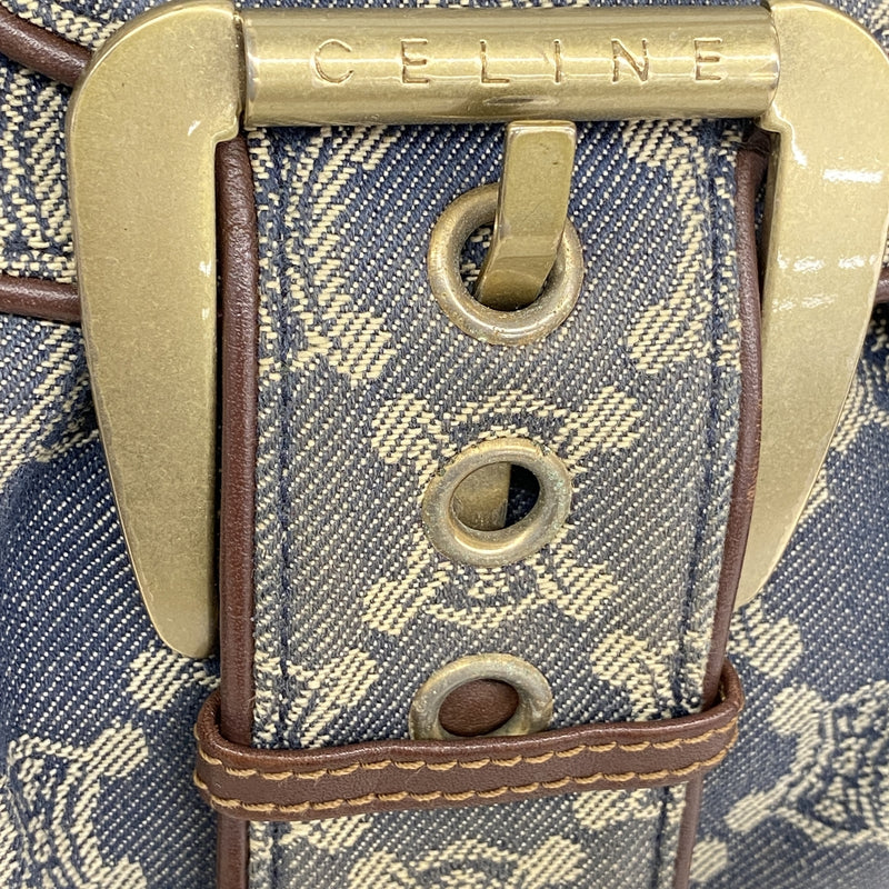 【6kd4247】セリーヌ ハンドバッグ パリマカダム デニム ブルー ゴールド金具【中古】レディース