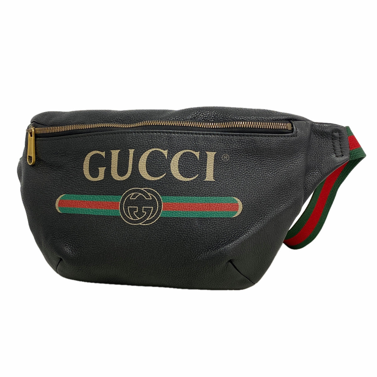 【6kd4249】グッチ ウエストバッグ 530412 レザー ブラック ゴールド金具【中古】メンズ