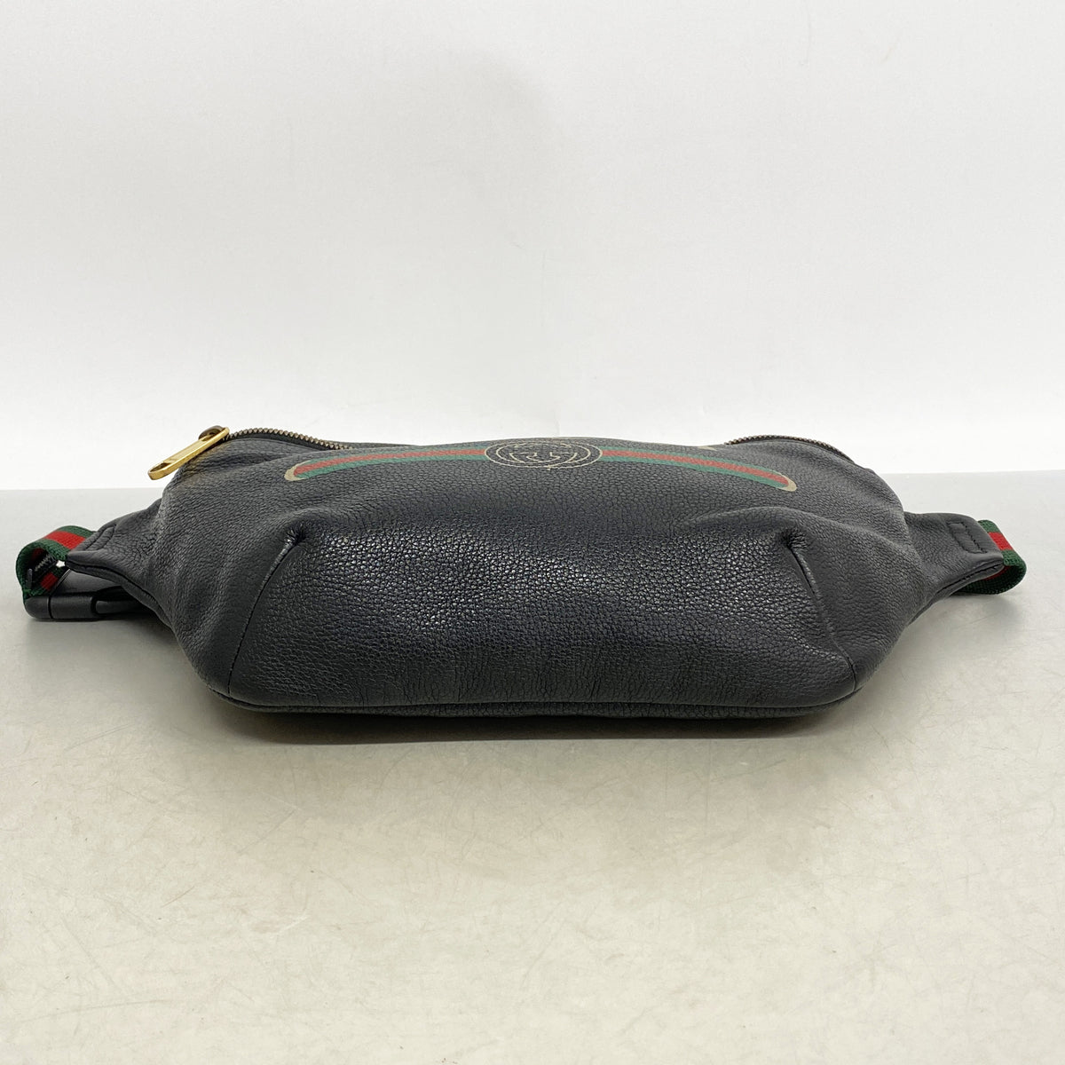 【6kd4249】グッチ ウエストバッグ 530412 レザー ブラック ゴールド金具【中古】メンズ