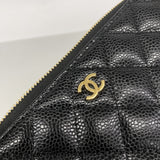 【6kd4259】シャネル 長財布 マトラッセ キャビアスキン ブラック ゴールド金具【中古】レディース