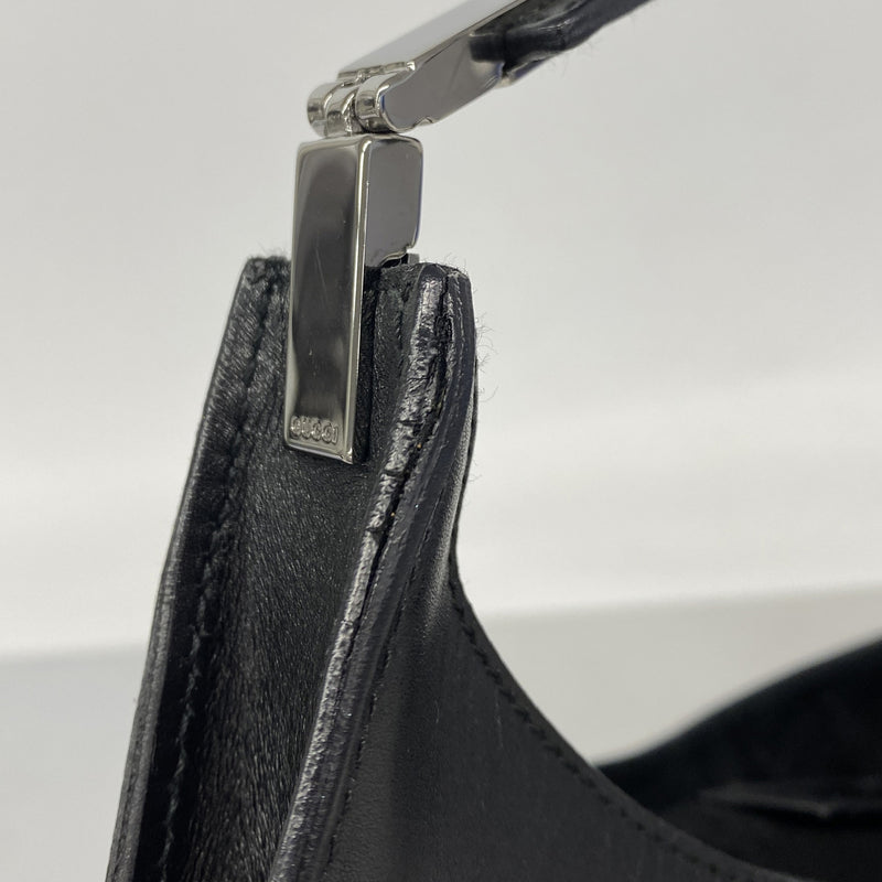 【6kd4290】グッチ ショルダーバッグ 001 3767 レザー ブラック シルバー金具【中古】レディース