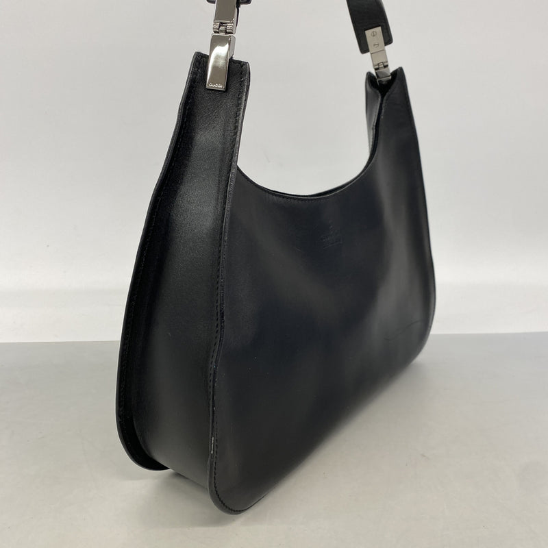 【6kd4290】グッチ ショルダーバッグ 001 3767 レザー ブラック シルバー金具【中古】レディース
