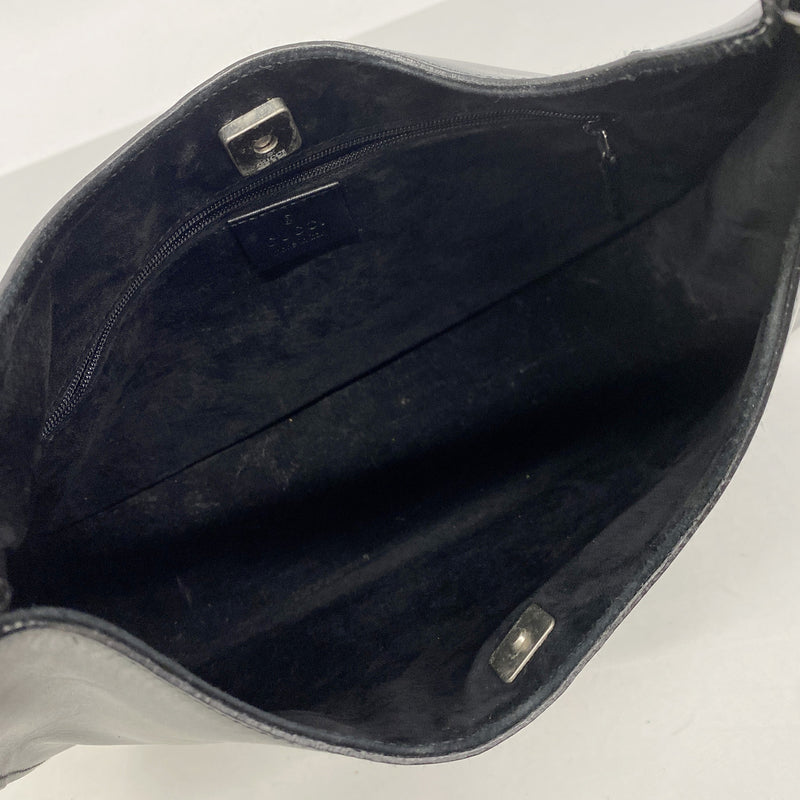 【6kd4290】グッチ ショルダーバッグ 001 3767 レザー ブラック シルバー金具【中古】レディース