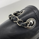 【6kd4335】シャネル ショルダーバッグ マトラッセ Wチェーン レザー ブラック シルバー金具【中古】レディース