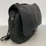 【6kd4335】シャネル ショルダーバッグ マトラッセ Wチェーン レザー ブラック シルバー金具【中古】レディース