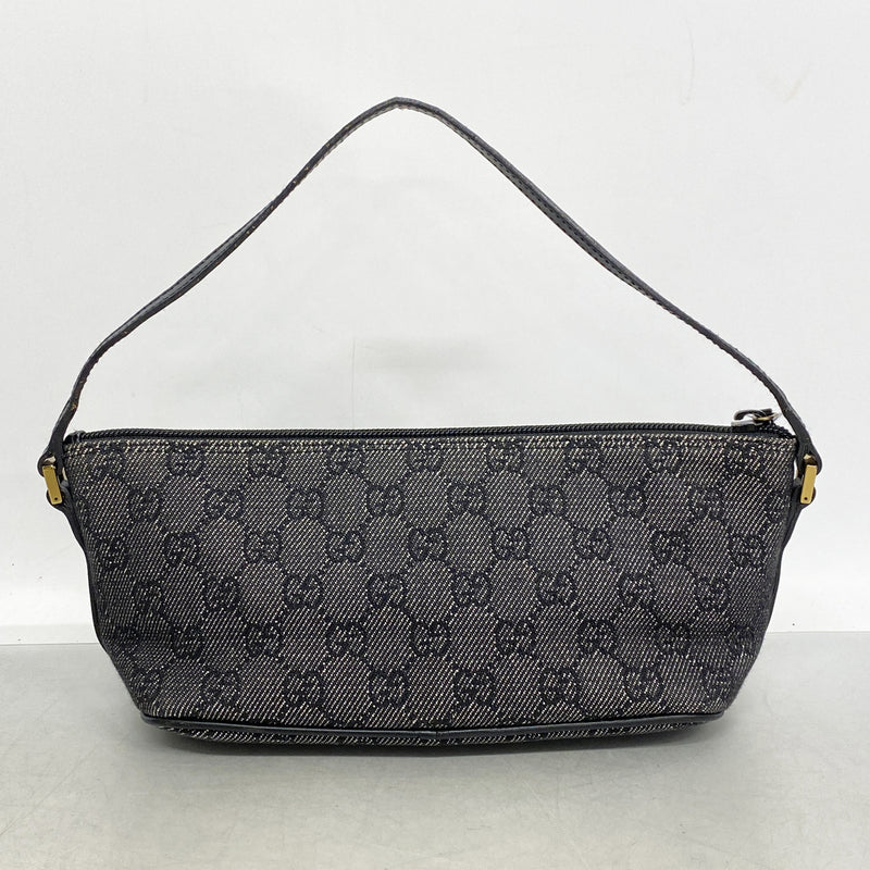 【6kd4339】グッチ ショルダーバッグ 07198 デニム ブラック ゴールド金具【中古】レディース