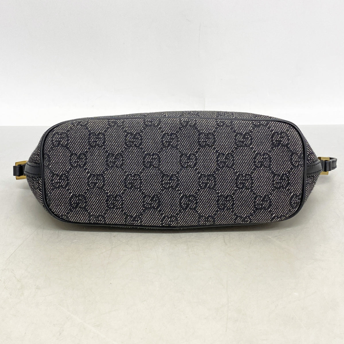 【6kd4339】グッチ ショルダーバッグ 07198 デニム ブラック ゴールド金具【中古】レディース