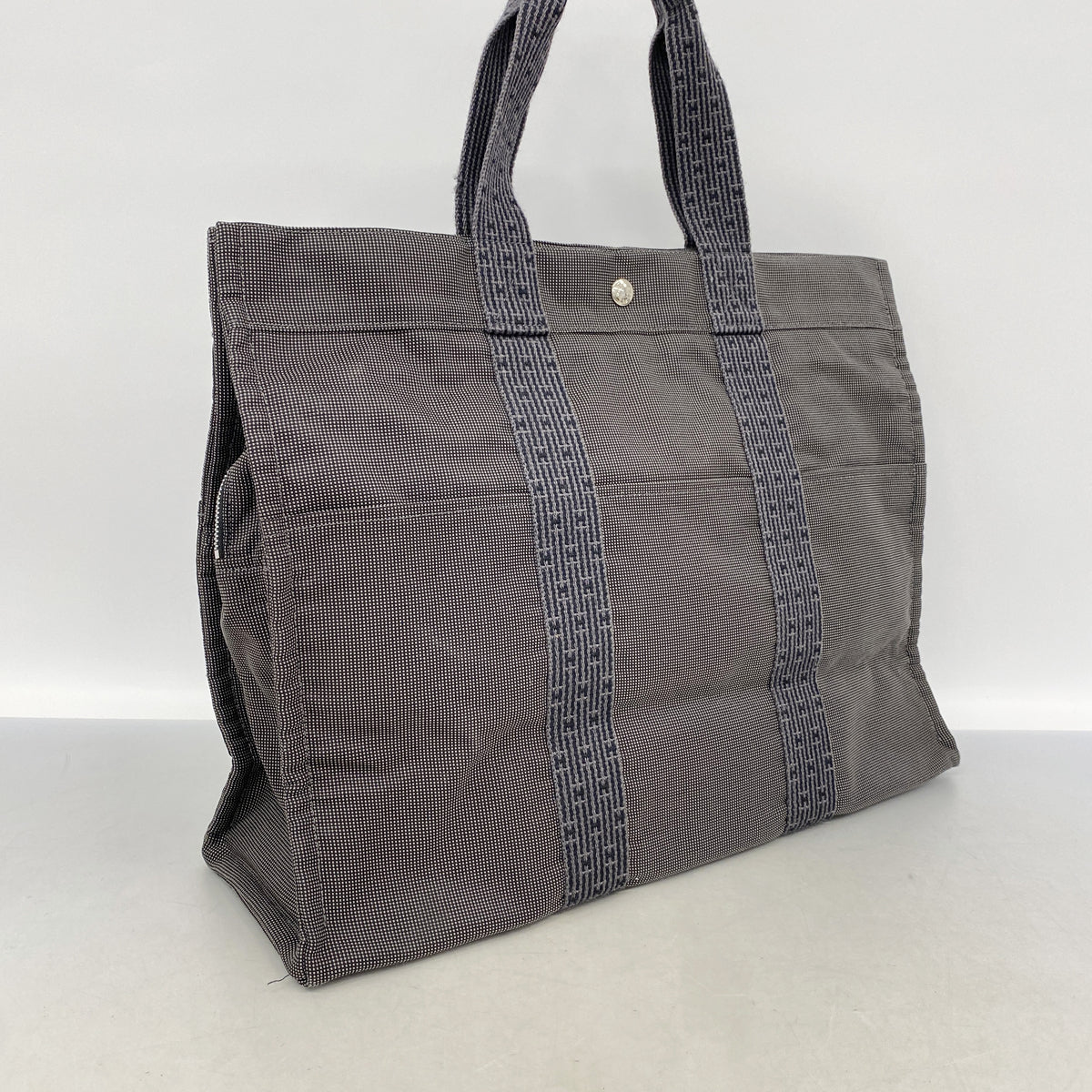 【6kd4357】エルメス トートバッグ エールラインGM ナイロン グレー シルバー金具【中古】メンズ レディース ユニセックス