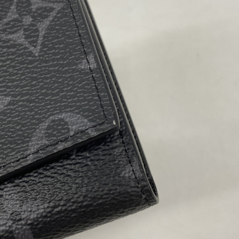【6kd4384】ルイヴィトン 三つ折り財布 モノグラム・エクリプス ヴィクターウォレット M12598 ブラック【中古】メンズ