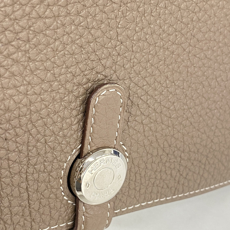 【6kd4404】エルメス 長財布 ドゴンGM トゴ エトゥープ シルバー金具 □O刻印【中古】メンズ レディース ユニセックス