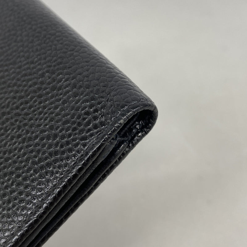 【6kd4407】シャネル 財布 キャビアスキン ブラック ゴールド金具【中古】レディース