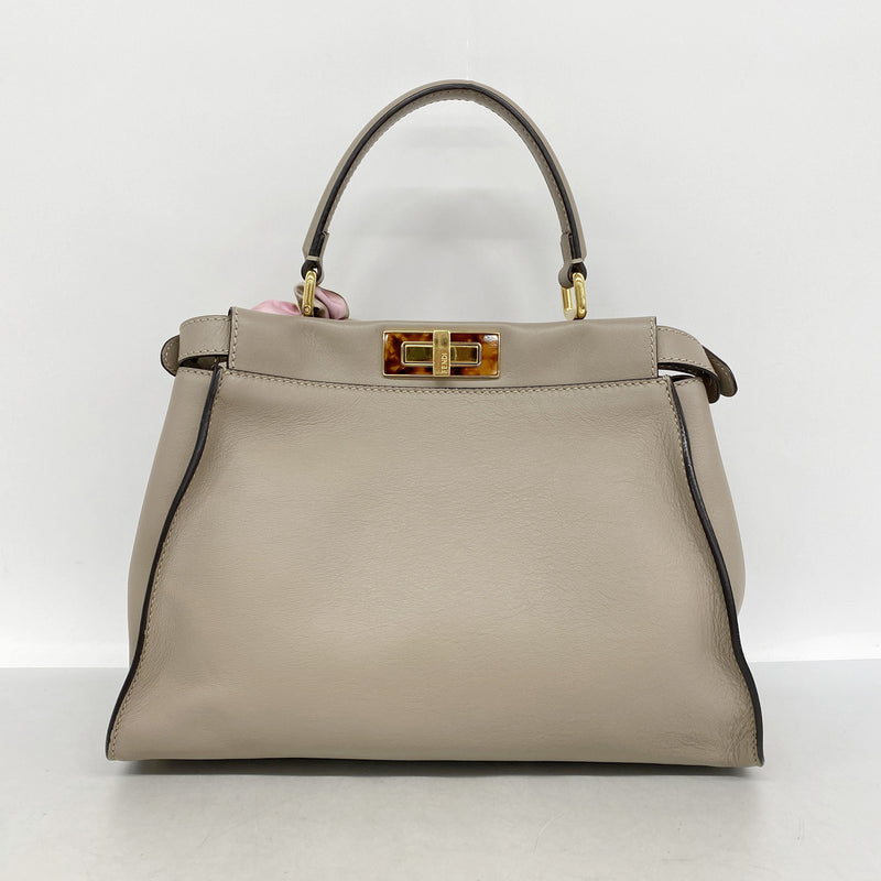 【6kd4417】フェンディ ハンドバッグ ピーカブー レザー ベージュ ゴールド金具 2wayバッグ【中古】レディース
