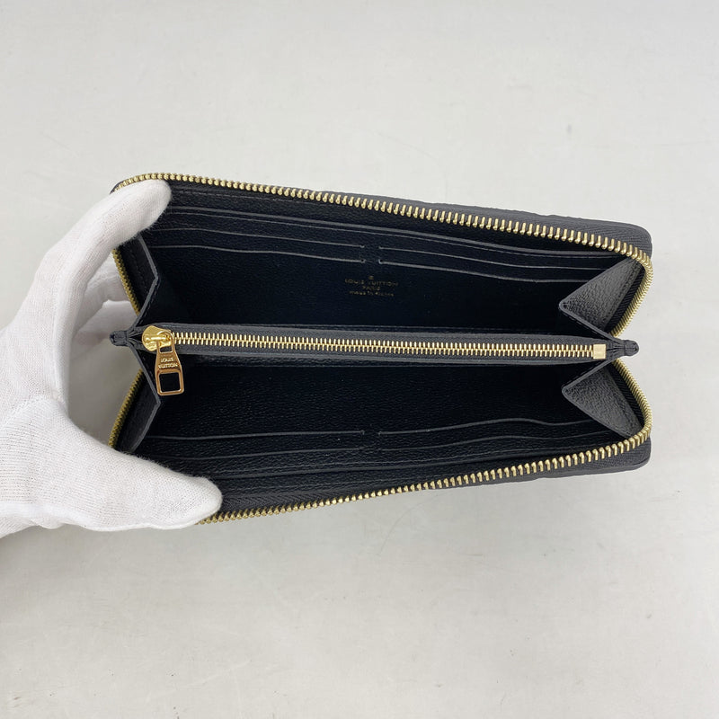 【6kd4425】ルイヴィトン 長財布 モノグラム・アンプラント ポルトフォイユクレマンス M60171 ノワール【中古】レディース