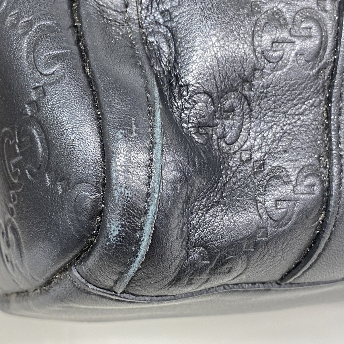 【6kd4428】グッチ ハンドバッグ グッチシマ 130942 レザー ブラック シャンパンゴールド金具【中古】レディース