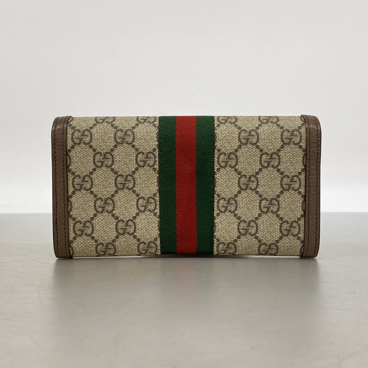 【6kd4455】グッチ 長財布 オフィディア 523153 PVC ブラウン ゴールド金具【中古】レディース