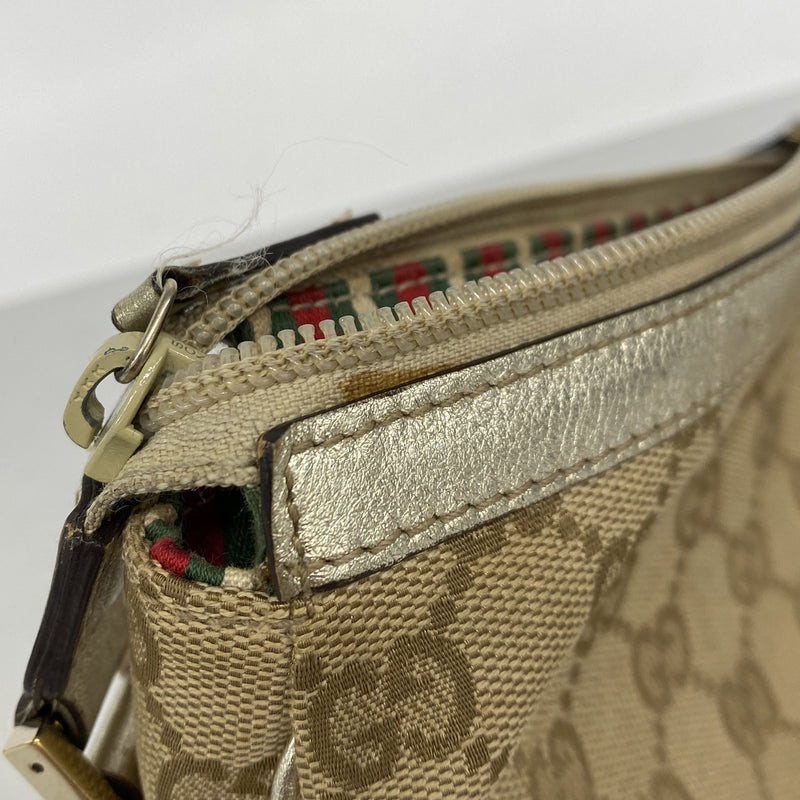 【6kd4457】グッチ ハンドバッグ GGキャンバス 145750 キャンバス ブラウン ゴールド金具【中古】レディース