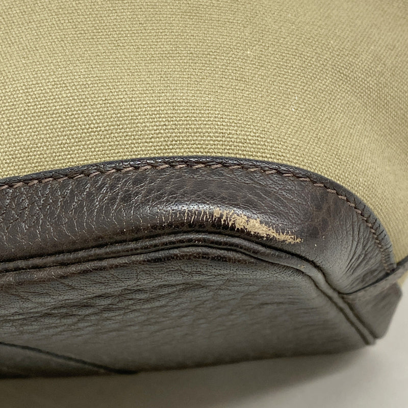 【6kd4467】エルメス トートバッグ ガーデンパーティPM トワルオフィシエ ブラウン カーキ シルバー金具 □G刻印【中古】レディース