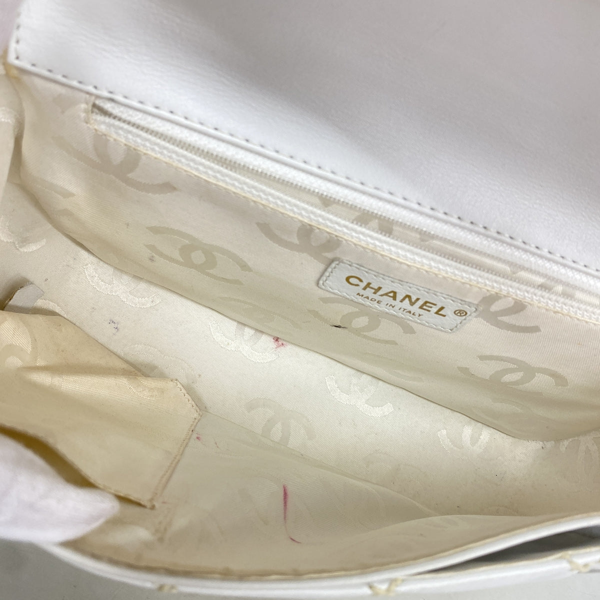 【6kd4468】シャネル ハンドバッグ ワイルドステッチ レザー ホワイト ゴールド金具【中古】レディース