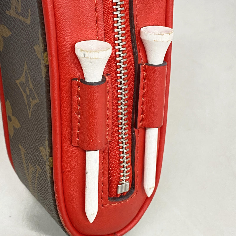 【6kd4478】ルイヴィトン ゴルフボールケース モノグラム セットゴルフアンドリュース GI0297 ブラウン ルージュ【中古】メンズ レディース ユニセックス