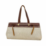 【6kd4485】エルメス トートバッグ エールバッグカバス トワルアッシュ ブラウン ゴールド金具 □F刻印【中古】レディース