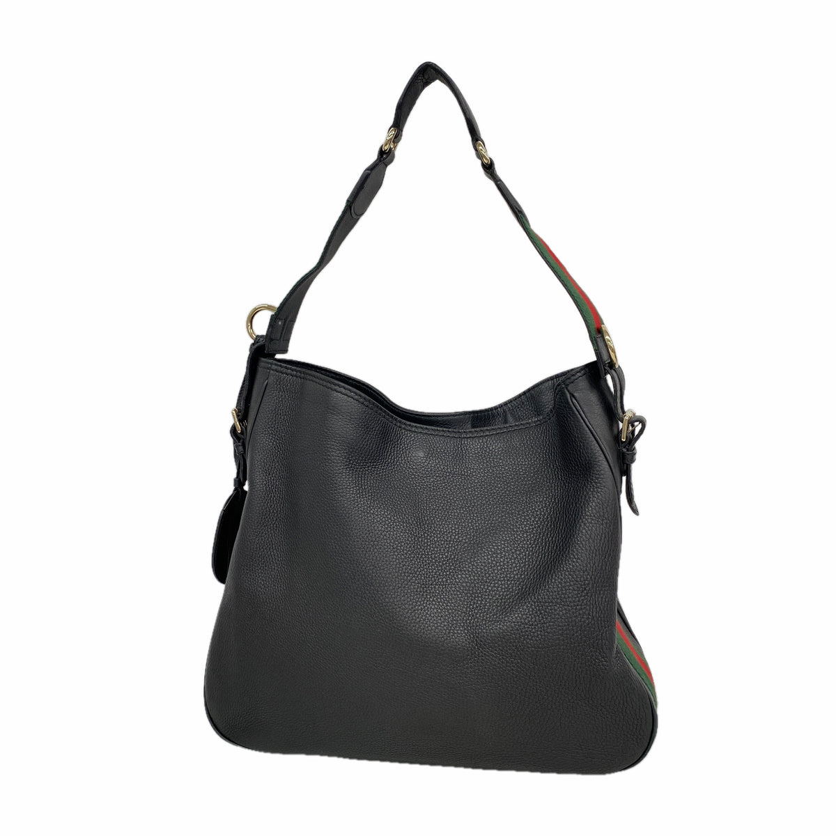 【6kd4487】グッチ ショルダーバッグ ウェビング 247597 レザー ブラック ゴールド金具【中古】レディース